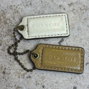 COACH Tan and Ivory Leather Replacement Purse Handbag Hang Tag Set